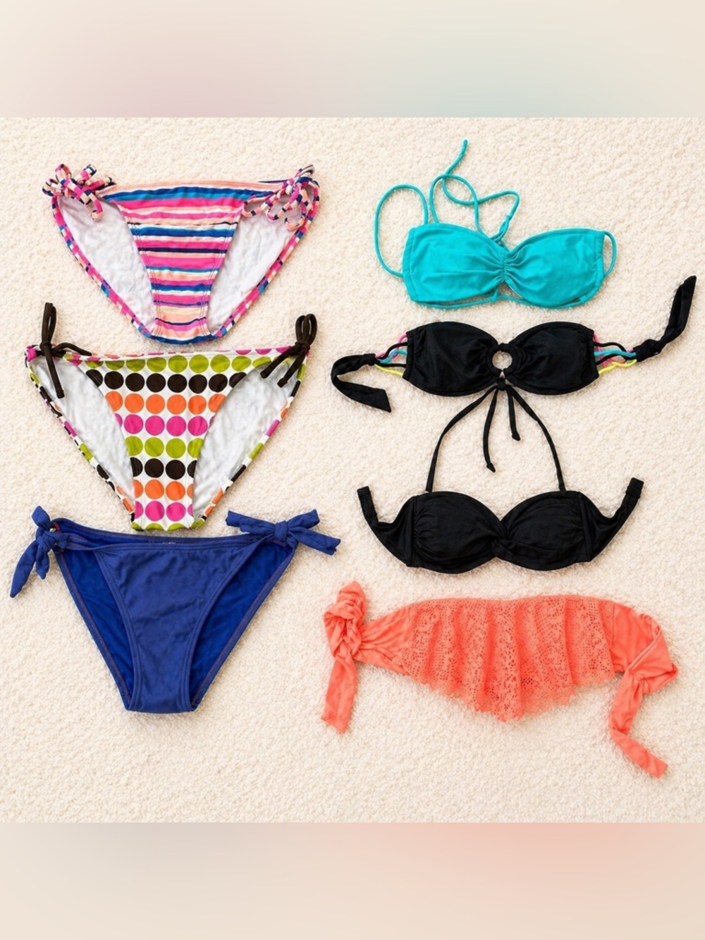 7 Piece Bikini Bundle S-M Small Medium Mixed Brands Swimwear Set Summer